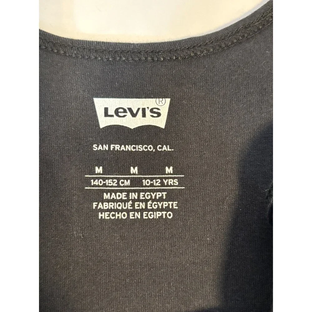 Levis Girls Black Logo Tank Bodysuit‎ Size Medium10-12 Yrs Cotton Stretch NWT